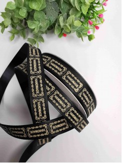 Лента атласная "Handmade" 1,2см. (черный), 3 метра